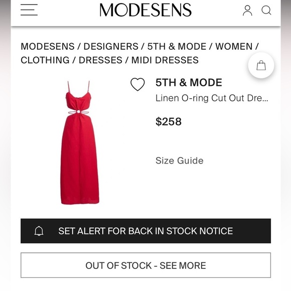 FIFTH & MODE / red LINEN O- RING CUTOUT maxi DRESS 2 - Picture 5 of 7